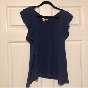American Eagle Ruffled Short Sleeved Top Blue Med